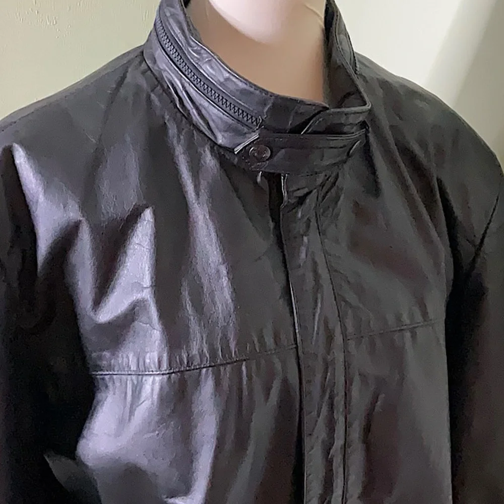 Saddlery Cooper Collection Men’s Black Leather Coat With Zip Out Rainhood 46 - Picture 5 of 10